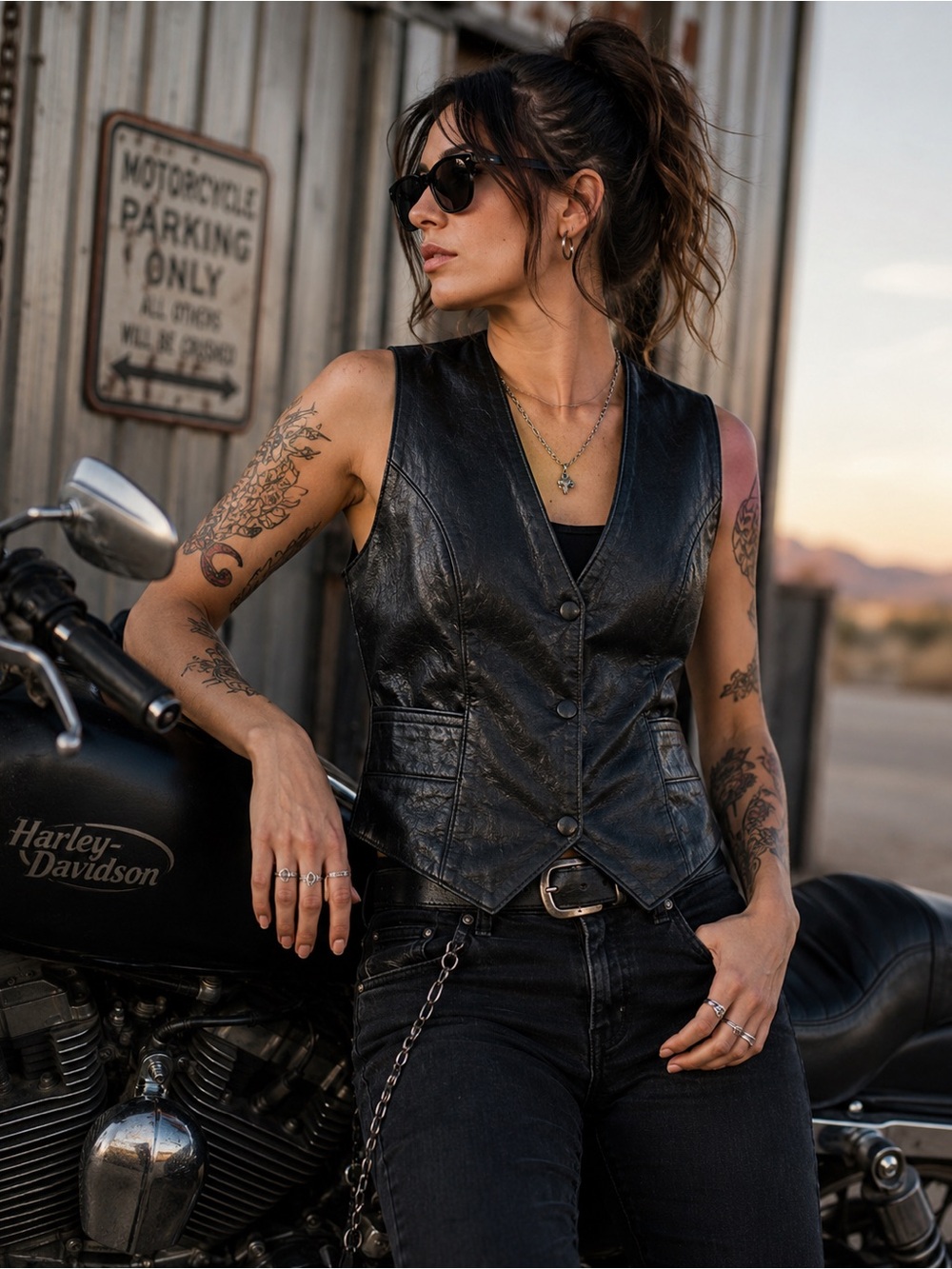 Black Barney's Leather Vest Small